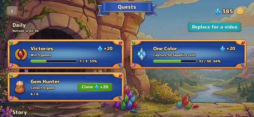 Daily and story quests